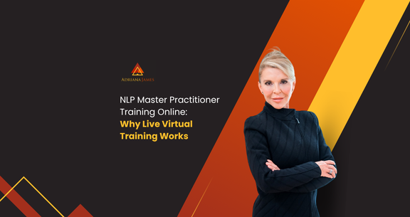 Dr Adriana James teaching NLP Master Practitioner training online in a live virtual classroom