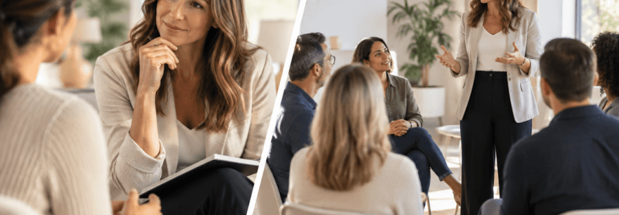 Coach transitioning from one-to-one sessions to leading group training